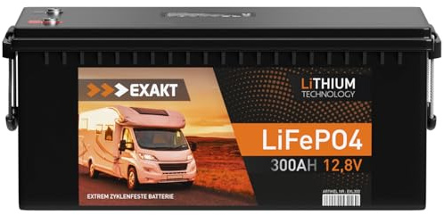 EXAKT LiFePO4 12V 300Ah inkl. BMS Lithium Batterie Wohnmobil Solar 280Ah