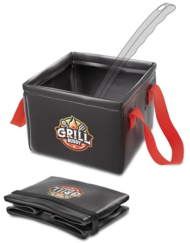BS-VOG Grill Brush Dunk Tank, Collapsible Water Bucket with Sturdy Handles for Grill Brush Bristle Free, Stable Square Water Basin for BBQ Steam Cleaning (Only Soak Basin No Grill Brush)