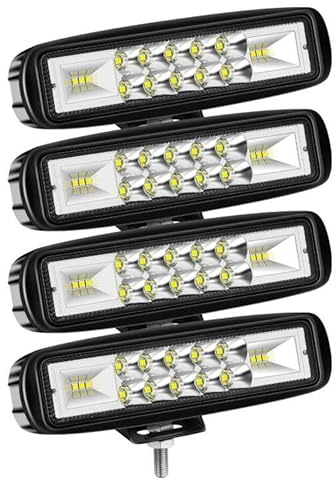 Willpower 4 st 6 tum 24 W LED arbetsljusstång, spot-flood kombo 12 V 24 V offroad körljus dimlampor för lastbil traktor 4 x 4 bil ATV motorcykel motorcykel, 6 000 K vit, IP67, LED omvända lampor