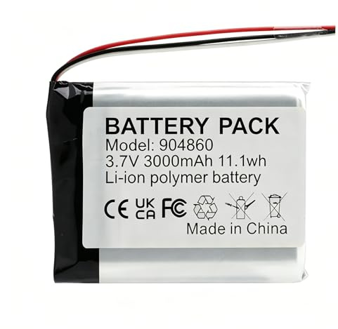 CHUNCAIL Batería de polímero de litio 3.7V 3000mAh 904860 recargable, con conector JST, utilizado para bricolaje y varios pequeños electrodomésticos. Confirme el dispositivo, el tamaño de la batería