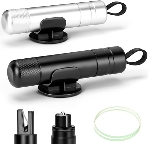 NINEMAX 2 in 1 Rompivetro Auto e Taglia Cintura con Staffa Fissa,2Pcs Taglia Cinture di Sicurezza e Rompivetro con Test Gla,Accessori per La Fuga
