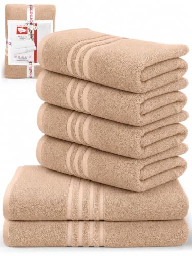DecoHomeTextil 4 Handtücher 50x100 cm, 2 Badetücher 70x140 cm Beige | 100% Baumwolle, Frottier, hochwertig, kuschelweich und saugstark