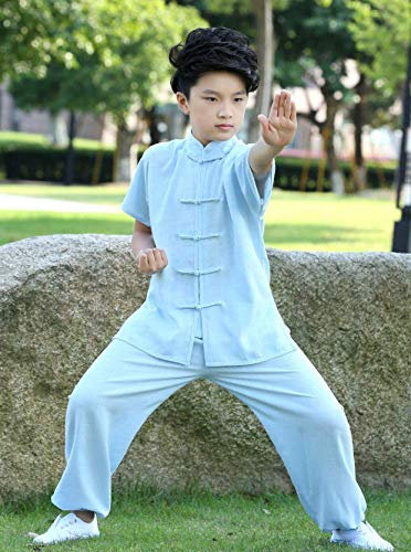 SUNMME Traditionelle chinesische Tai-Chi-Uniform für Kinder, Bequeme Baumwolle und Leinen – für Tai-Chi-Übungen, C-150 cm