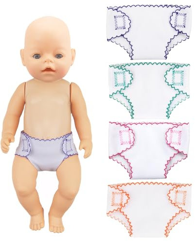 4Pcs Puppenwindeln 43 cm Puppen Windel Puppen Windeln Puppenzubehör Windel Wiederverwendbar Babypuppenwindel-Set für mehrere Zwecke (Rosa, Lila, Orange, Grün)