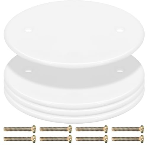 Warmhm 4pcs Ceiling Hole Covers Round Covering Plates Circular Ceiling Blank Up Covers Flat Blank Plate Round Electrical Box Panel