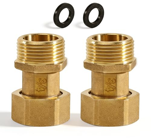 2 Stück Messing Beweglich Verschraubung, 3/4 Zoll Messing Verschraubung | 3/4 Zoll AG x IG Wasserzähler Verschraubungen, für Warm und Kaltwasserversorgungssysteme, Zentralheizungs