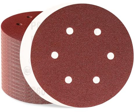Sztaoip 80 Stück Schleifpapier 150mm Klett, Körnung 60 Profi Exzenterschleifer Schleifscheiben Set mit 6 Loch für Holz Metall und Lack