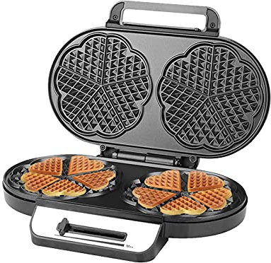 Giove di Waffle Giuraupi 1200 W per Waffle a Doppio Cuore, Ferro da Ciambella con Piastra a Doppia Ciambella, Controllo della Temperatura Continua, Rivestimento Antiaderente, Alloggiamento in