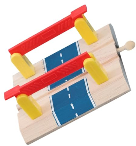 FRCOLOR Wooden Train Track Accessories for Boys and Girls – Railway Railing Barrier Model 3-Piece Set Simulation Plaything for Creative Train Scenarios