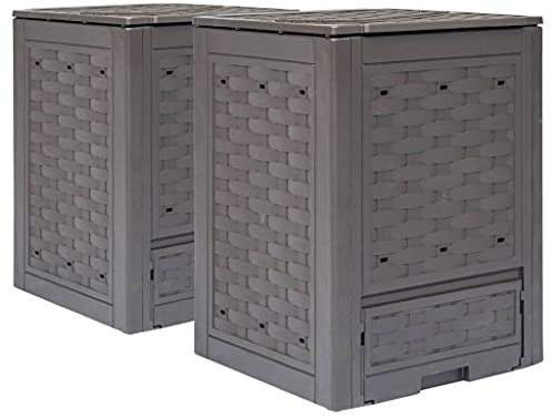 Générique Composteurs de Jardin 2 pcs 60x60x83 cm 600 L Plastique rotin,Composteurs,13.78KG-278917