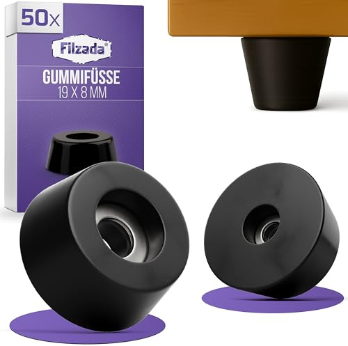 Filzada® 50x Gummipuffer 19x8mm Schraubbar - Anschlagpuffer Gummifüße | Gummistopper, Gummidämpfer, Rubber Feet, Türstopper Gummi - Gummifüße Schraubbar für Lautsprecher, Möbel - rostfrei