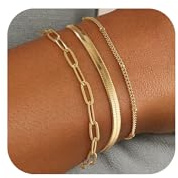 ZOERAY 3Pcs Armband Damen Gold Silber Wasserfest 18K Vergoldet Armbänder Set Stapelbare Charm Armbander Gold Silber Twist Schlange Armkette Verstellbare Armreif Modeschmuck Geschenke für Frauen