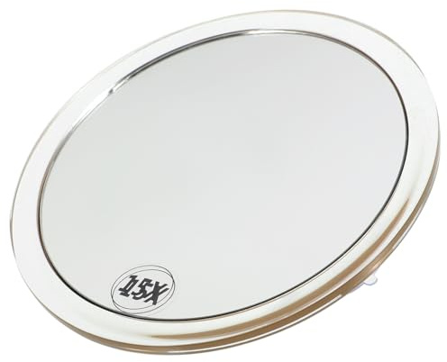 DECORNIJIA Espejo De Aumento para Maquillaje Ventosa 1 Unidad Ø146 Mm Aumento 15x Dorado Portátil para Baño y Viaje Cara Única