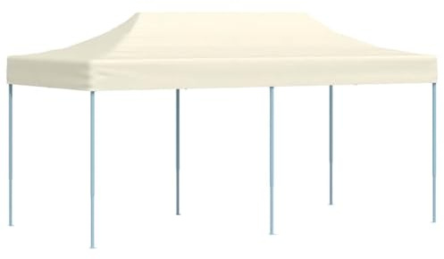 Tente Pliante Pop-Up, 3x6 m en Acier Thermolaqué, Chapiteau de Jardin Exterieur avec Toit 100% Étanche, Design Portable, pour Mariages, Fêtes, Jardins, Couleur Blanc Crème, 580 x 291 x 315 cm