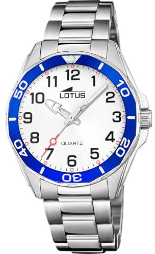 LOTUS Orologio Bambino Analogico Acciaio Inossidabile 316L Argento - Movimento al Quarzo - Vetro Minerale Alta Resistenza - Impermeabile 5 ATM 18860/3 - Junior Collection Con Bracciale Regalo