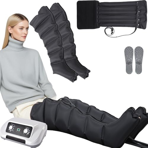 Presoterapia Piernas Y Abdomen Casa XL, Botas Presoterapia Piernas Talla Grande, 6 Camaras Maquina Presoterapia Profesional Para Casa Masajeador Pies Drenaje Linfatico Circulación, 0-30kpa Ajustable