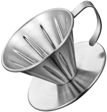 Sosoport Filtre à Café en Acier Inoxydable Conique Réutilisable pour 1 à 4 Tasses Petite Taille Compatible Tasse et Carafe Facile à Nettoyer Filtre Permanent sans Résidus