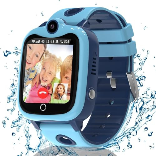 Reloj Inteligente Niño, 4G Reloj GPS Niños con Videollamada, Smartwatch Niños Localizador y Llamadas SOS Chat SMS Juego Cámara Despertador Impermeable Modo Clase,Reloj con Tarjeta SIM Regalo Niña Niño
