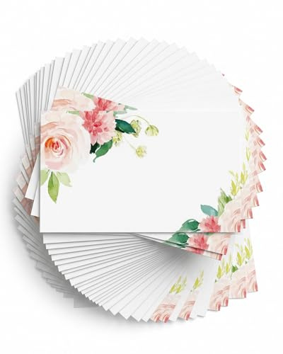 YAPKOLV Cartes Mariage Lot de 50 Motif Floral Élégant Remerciement Invités, Porte Nom Table Baptême Anniversaire Réceptions Fêtes. Idéal pour placement & félicitations.