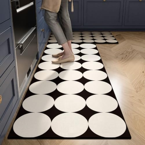 Alfombra Cocina 50X80Cm Beige Redondo Alfombra Vinilica Cocina Cuero,Modernas Lavable Antideslizante Anti Fatiga para Pasillo, Comedor,Hogar Alfombrilla Cocina