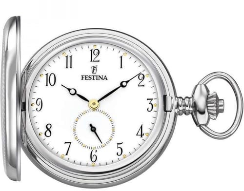 Festina Taschenuhr Herren mit Kette - Edelstahl 316L - Quarzwerk - Klassisch, Vintage und Elegant F2026/1