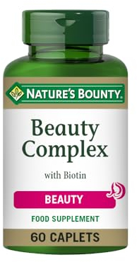 Nature’s Bounty Beauty Complex with Biotin, Pack of 60 – Supports Hair, Skin, Nails - Collagen with Vitamins A, C, E – Vegetarian, Vegan
