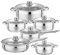 Velaze Cookware Set, Series Motti, 12-Piece Stainless Steel Pot & Pan Sets, Induction Safe, Saucepan, Casserole, pan with Glass lid (Set of 12)