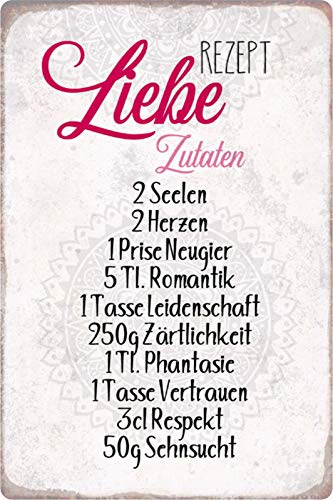Schatzmix Blechschild Spruch Rezept Liebe Zutaten Seele Metallschild Wanddeko 20x30 tin Sign