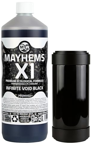 Mayhems - X1 refrigerante premiscelato per PC - fluido per raffreddamento ad acqua per computer - serie ecologica, UV, 1 litro, infinite void black (nero)