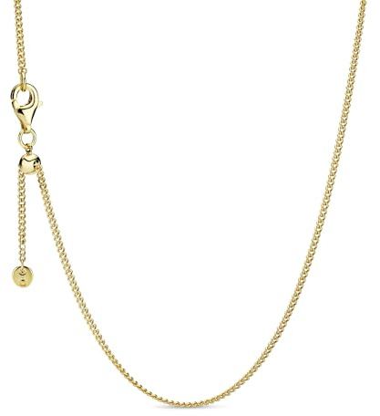 PANDORA Icons Collana placcata in oro 14k con chiusura scorrevole, 60