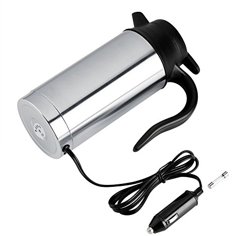 MAGT Bouilloire Électrique pour Voiture, 12V 750Ml Bouilloire de Voyage Acier Inoxydable Tasse à Café Bouteille d'Eau de Voyage Idéal pour le Café à Eau Chaude