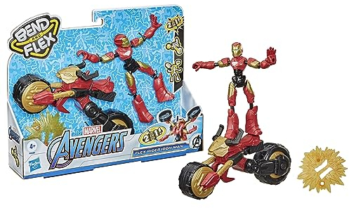 Hasbro Marvel Bend and Flex, Flex Rider Iron Man Action-Figur, 15 cm große biegbare Figur und 2-in-1 Motorrad für Kinder ab 4 Jahren