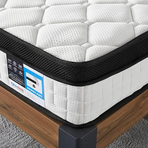 Yaheetech Single Mattress Memory Foam Mattress 11 Inch Pocket Sprung with 3D Breathable Knitted Fabric and Airy Mesh, Medium Firm, 90x190x28.5cm,White