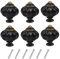 Fodlon 6 Piezas Pomos Vintage de Calabaza, Cajones Pomos Tiradores de Acrílico, Antiguo Pomos Gabinetes con Tornillos para Muebles Armarios de Cocina Cajones de Comodas Puertas - Negro