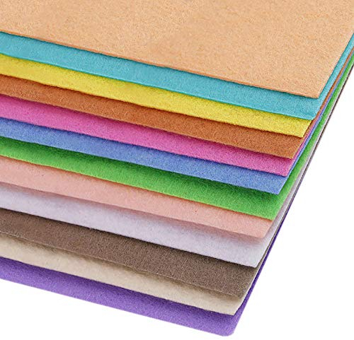 12 Bastelfilz Bögen DIN A4, ca. 2mm, 300g/m² bunter Mix Filz zum Basteln, Farbe:Farbmix 4