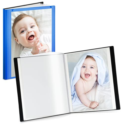 CRANBURY Small Photo Album 4x6 (Blue), 2-Pack 4 x 6 Photo Book, 24 Pockets Shows 48 Pictures, Mini Plastic Picture Album Binder with Customizable Cover