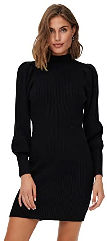 Only Abito a Maglia Femminile a Maniche Lunghe, Nero, L