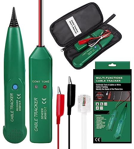 CJBIN Rilevatore di Linea Telefonica, MS6812 Tester per Cavi di ReteTracciatore di linea via cavo, per Rete, Telefono, Controllo Della Continuità, con Trasmettitore e Ricevitore(Batteria Non Inclusa)