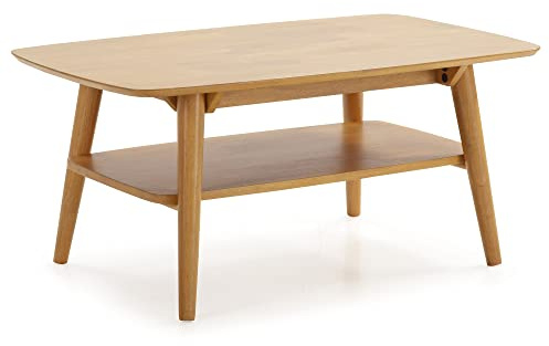 HOMN LIVING Mesa de Centro Palma 1 Hueco Color Roble, Madera Maciza, 100 cm (Ancho) 60 cm (Profundo) 45 cm (Altura)