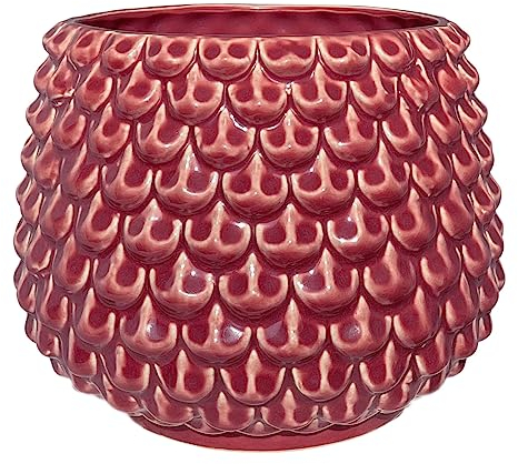Nordring Retro Übertopf Vintage Pflanztopf für Zimmerplanzen Blumentopf Pino L (16,5 cm ø), rot, Keramik
