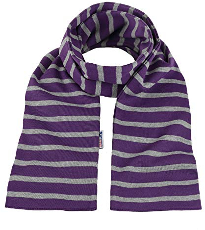 modAS Unisex Bretonischer Schal mit Streifen und uni verschieden Farben - Herrenschal Damenschal Kinderschal 20x160 cm in Lila-Grau