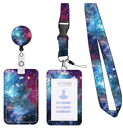 KHDULQ Collier Porte Carte, Porte Badge, Porte Badge Tour De Cou, Porte Carte Avec Cordon, Tour De Cou Badge(Collier étoile Bleue, Poche Carte Étoile) Pour Fournitures De Bureau Et Scolaires.