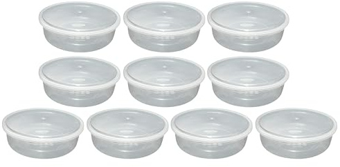(Pack of 10) Large Clear Round Plastic Food Storage Containers With Secure Seal Lids Meal Prep Takeaway Storage Containers BPA Free Kitchen Storage Container Microwave & Freezer Safe (2L Litre)
