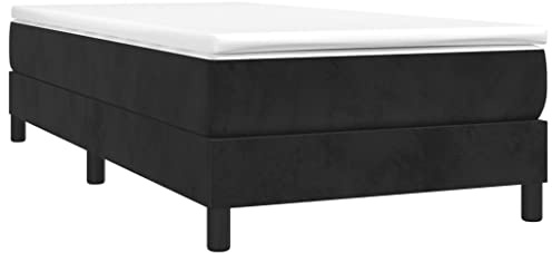 vidaXL Boxspringbett mit Matratze Einzelbett Polsterbett Bettgestell Bett Hotelbett Bettrahmen Lattenrost Schlafzimmerbett Schwarz 90x200cm Samt