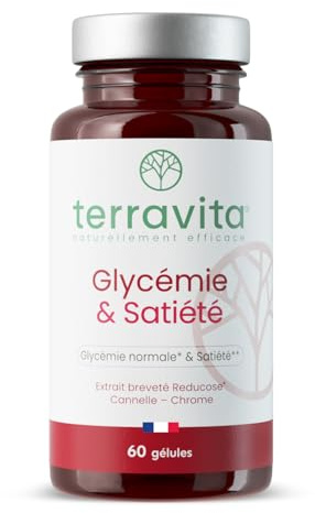 Complexe GLYCÉMIE | Reducose® + Cannelle + Chrome | Maintien d’une Glycémie Normale | 60 Gélules | Made in France | Terravita