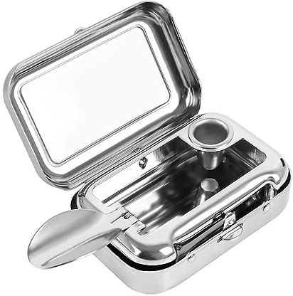 Mini Portable Metal Ashtray for Travel Use - Square Cigarette Ash Tray Container with Holder for Outdoor, Camping, Garden, Car, Bar