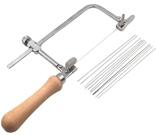 Coping Saw Coping Frame and 5 Replacement Blades Set (Woodworking, Wood Board, Plastic, and Metal Cutting Blade)