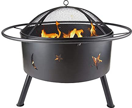 Petit Foyer, Foyer pour Jardin extérieur, terrasse avec étagère pour Barbecue, brasero, Bol à feu avec Maille de Protection Contre Les étincelles