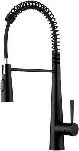 CECIPA Wasserhahn Küche - Schwarz, Küchenarmatur mit Herunterziehen Brause und 3 Strahlarten, 360° Drehbar, Spültischarmatur in elegantem Schwarz