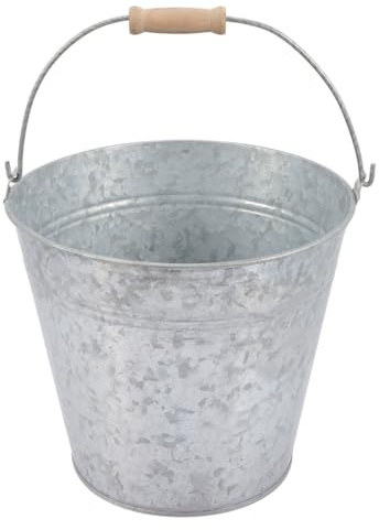 HANABASS 8 Inch Galvanized Pail Metal Bucket with Handle Planters Artificial Flower Bucket Farmhouse Plant Pot Garden Planters for Party Favors, Succulents, Rustic Home Decor